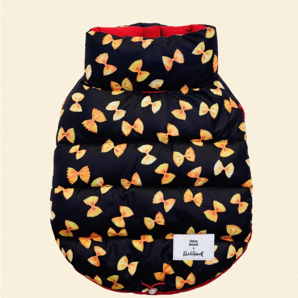 Rachel Antonoff x Little Beast Dog Jacket with Bow Pasta Pattern